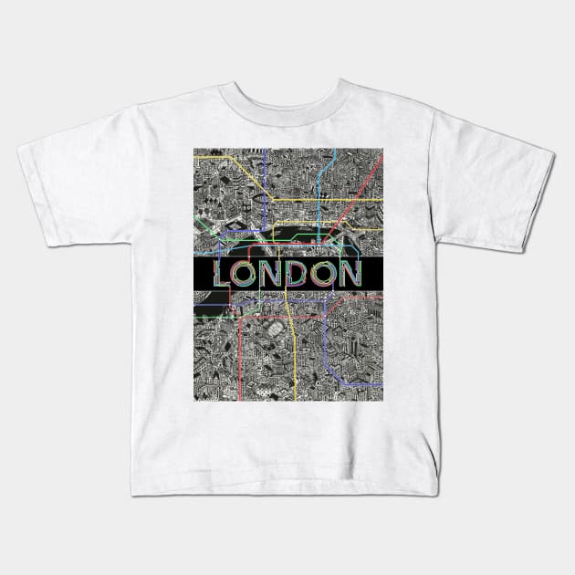 London text sign underground lines Kids T-Shirt by ol1ie